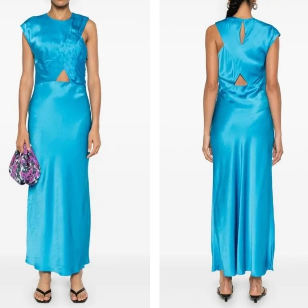 Sandro brand new with tags .Blue One Shoulder Sheath Cocktail Dress . No damage